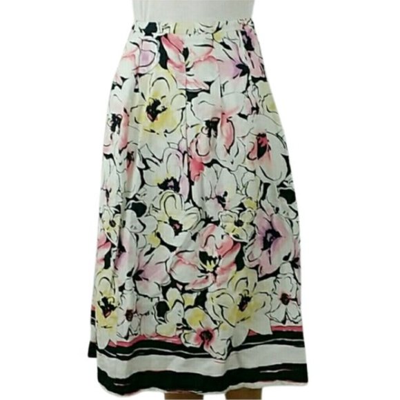 Koret Dresses & Skirts - Koret pleated floral cotton midi skirt size L modest granny